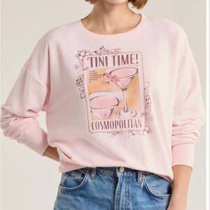 NWT Lucky Brand Tini Time Cosmopolitan Cocktail Graphic Sweatshirt -Large